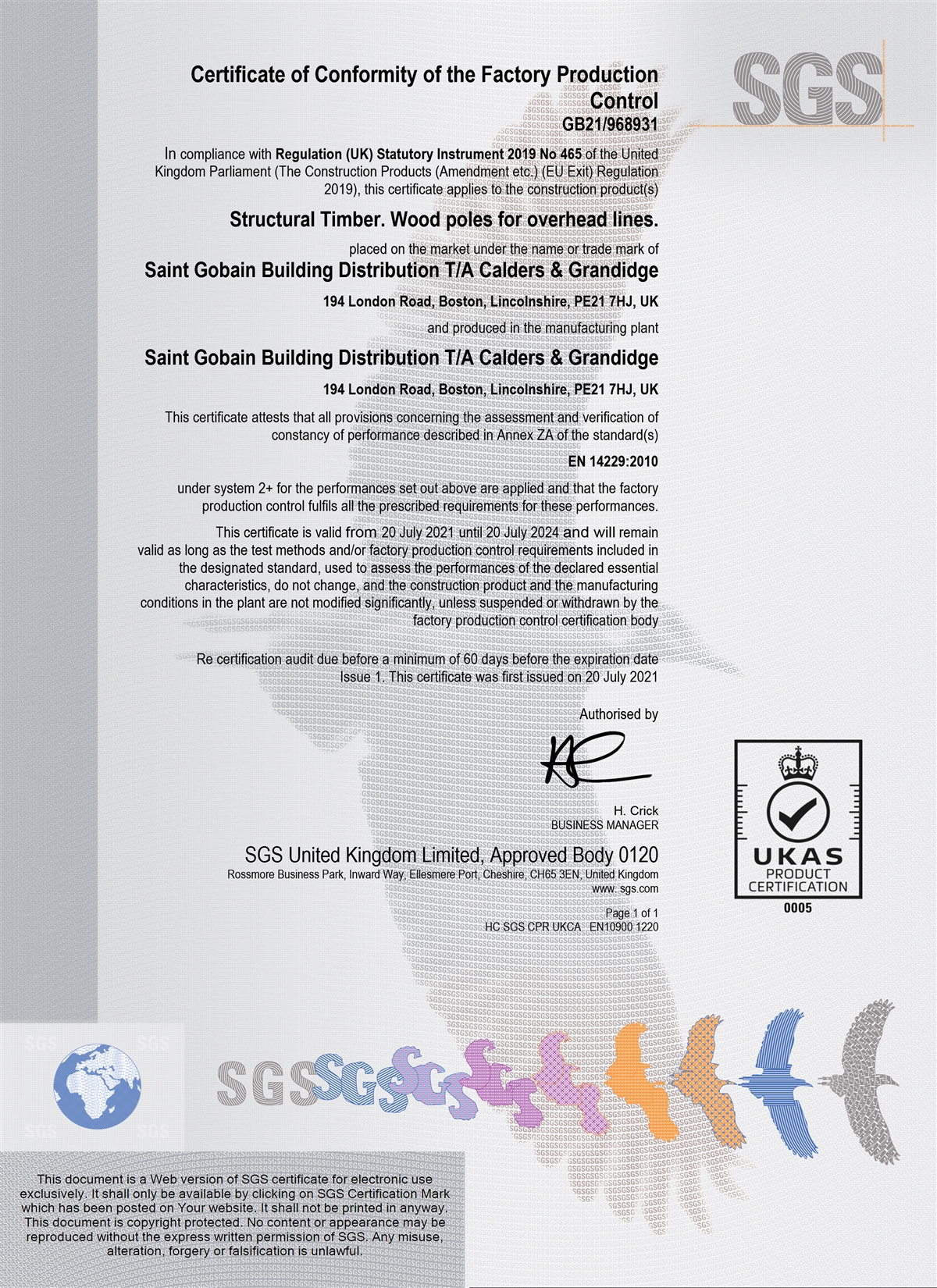 UKCA Certificate